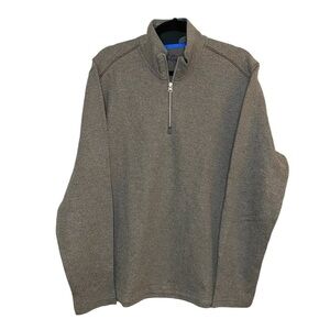 Robert Graham Gray Delage Tweed Jacquard Quarter 1/4 Zip Pullover Sweater XL